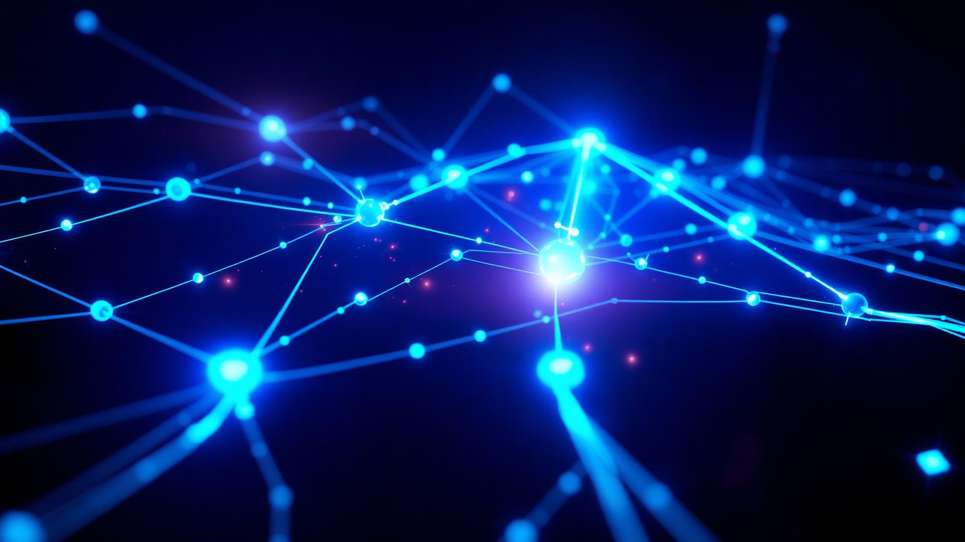 Abstract network of glowing nodes representing digital infrastructure